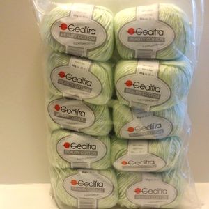 Gedifra Yarn Beauty Cotton - 10 Cakes of Lime/White Variegated Yarn - 50 gram ea